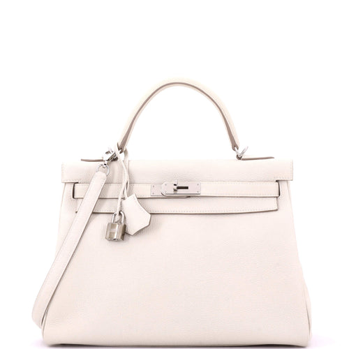 Kelly Handbag Light Togo with Palladium Hardware 32