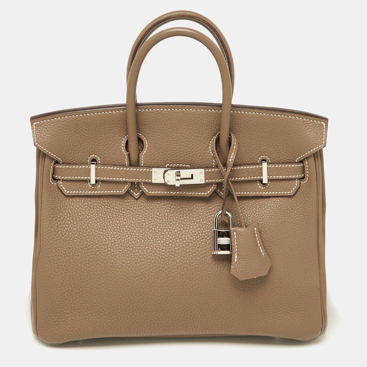 Hermès Etoupe Togo Leather Palladium Finish Birkin 25 Bag