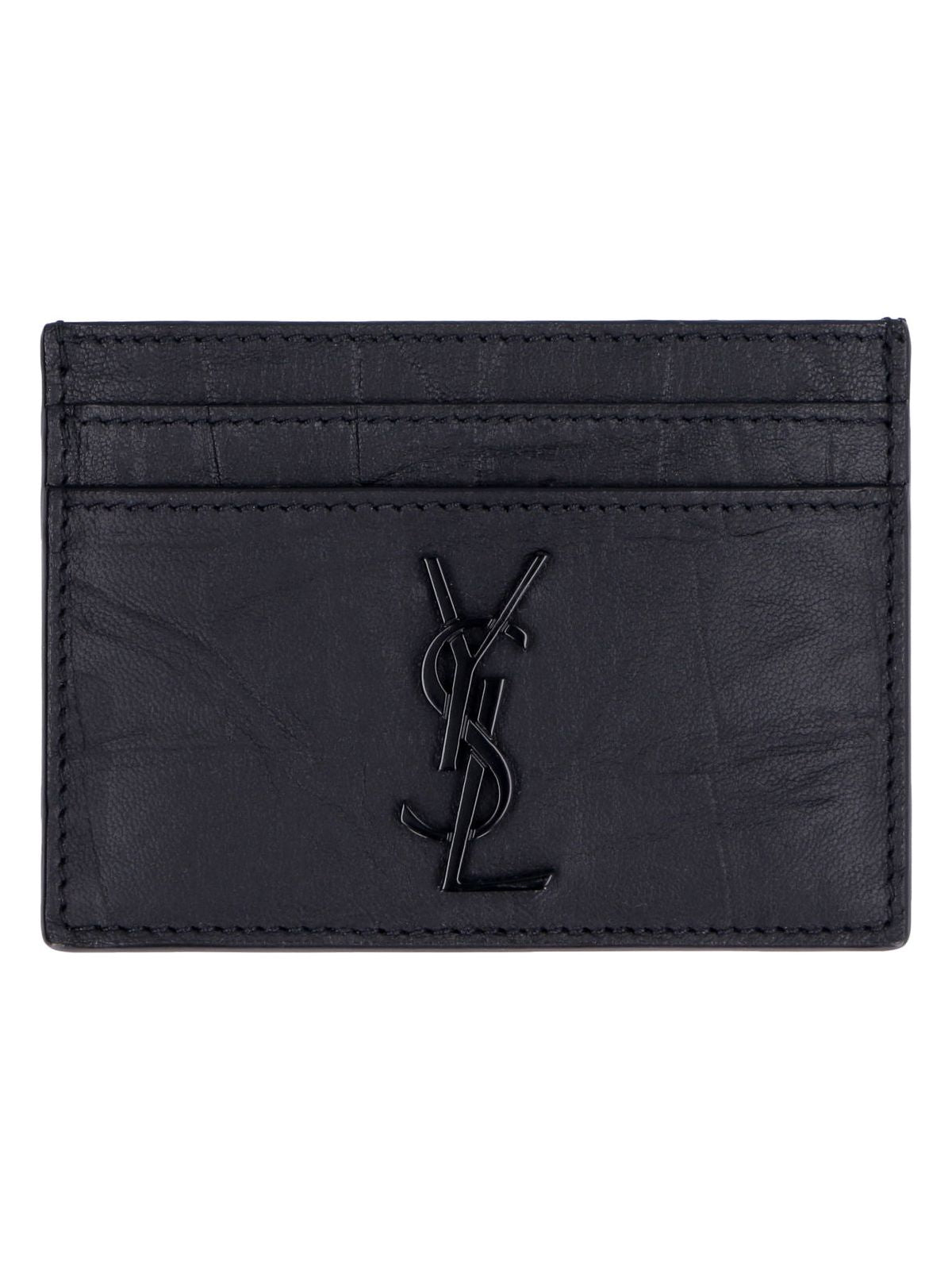 Saint Laurent Men's Monogram Credit Card Holder in Black | 485631C9H0U