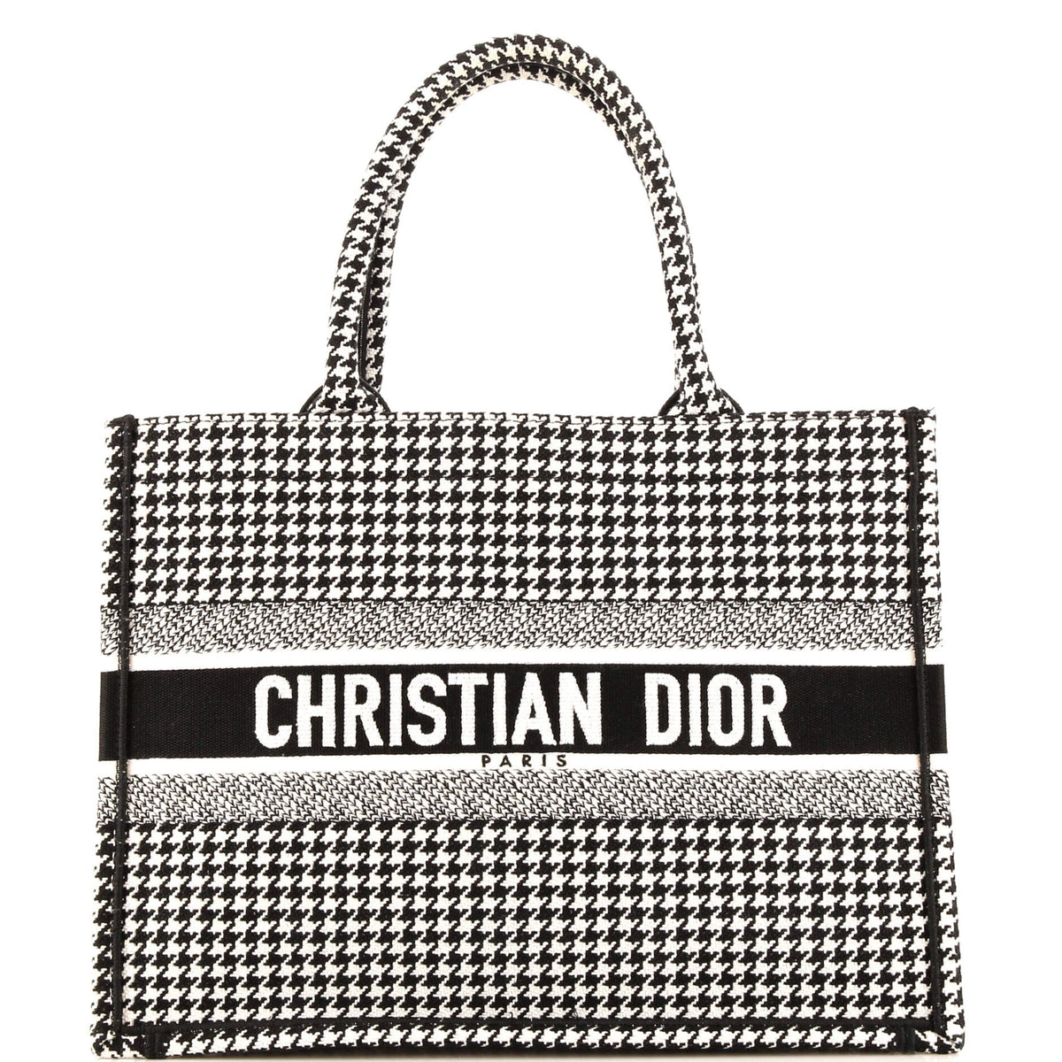 Christian Dior Book Tote Houndstooth Canvas Medium