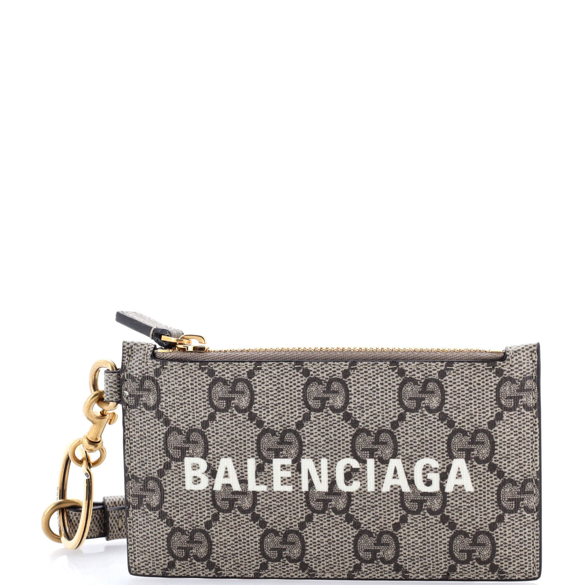 Gucci GUCCI x Balenciaga The Hacker Project Zip Card Case with Strap GG Coated Canvas