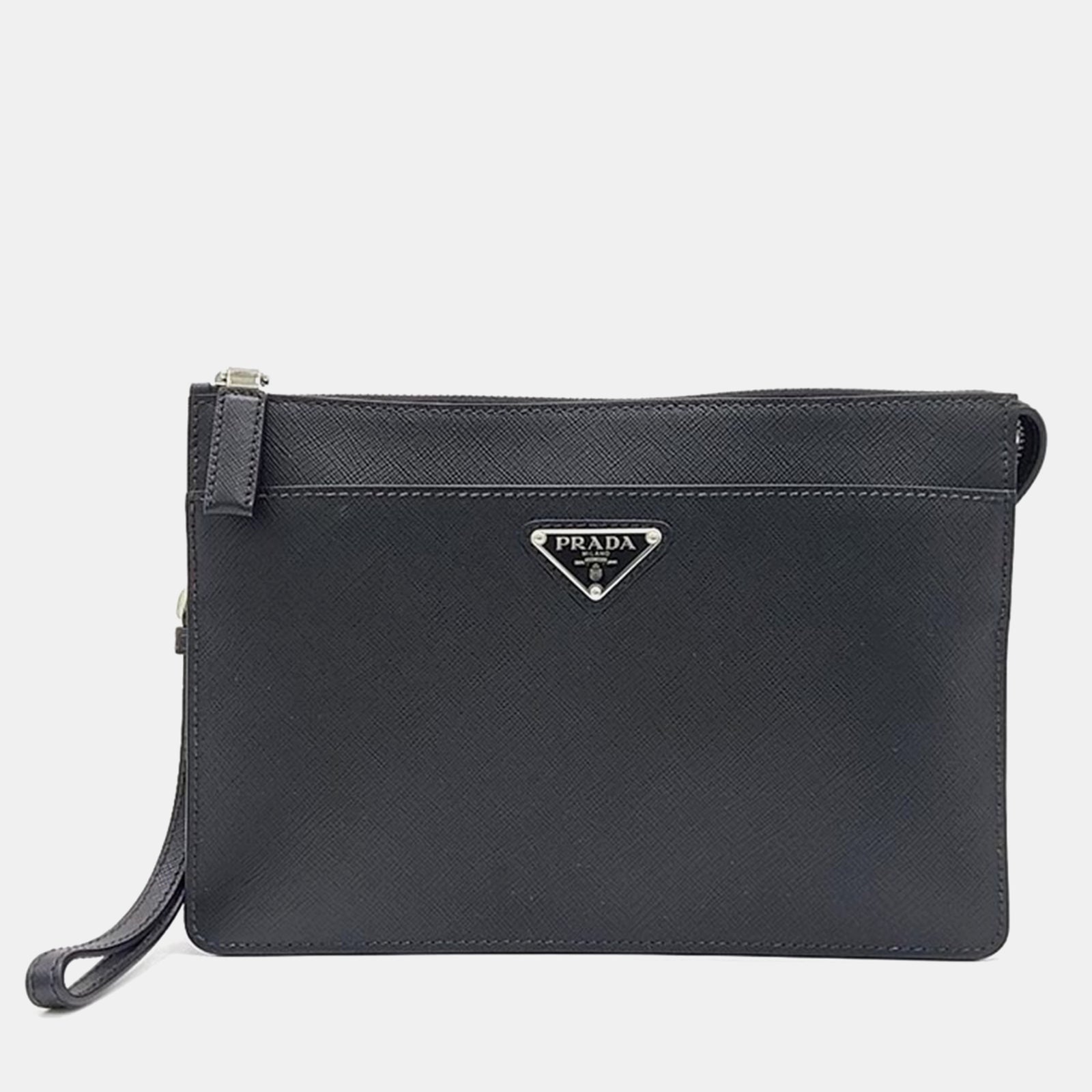 Prada Black Saffiano Leather Pouch Bag