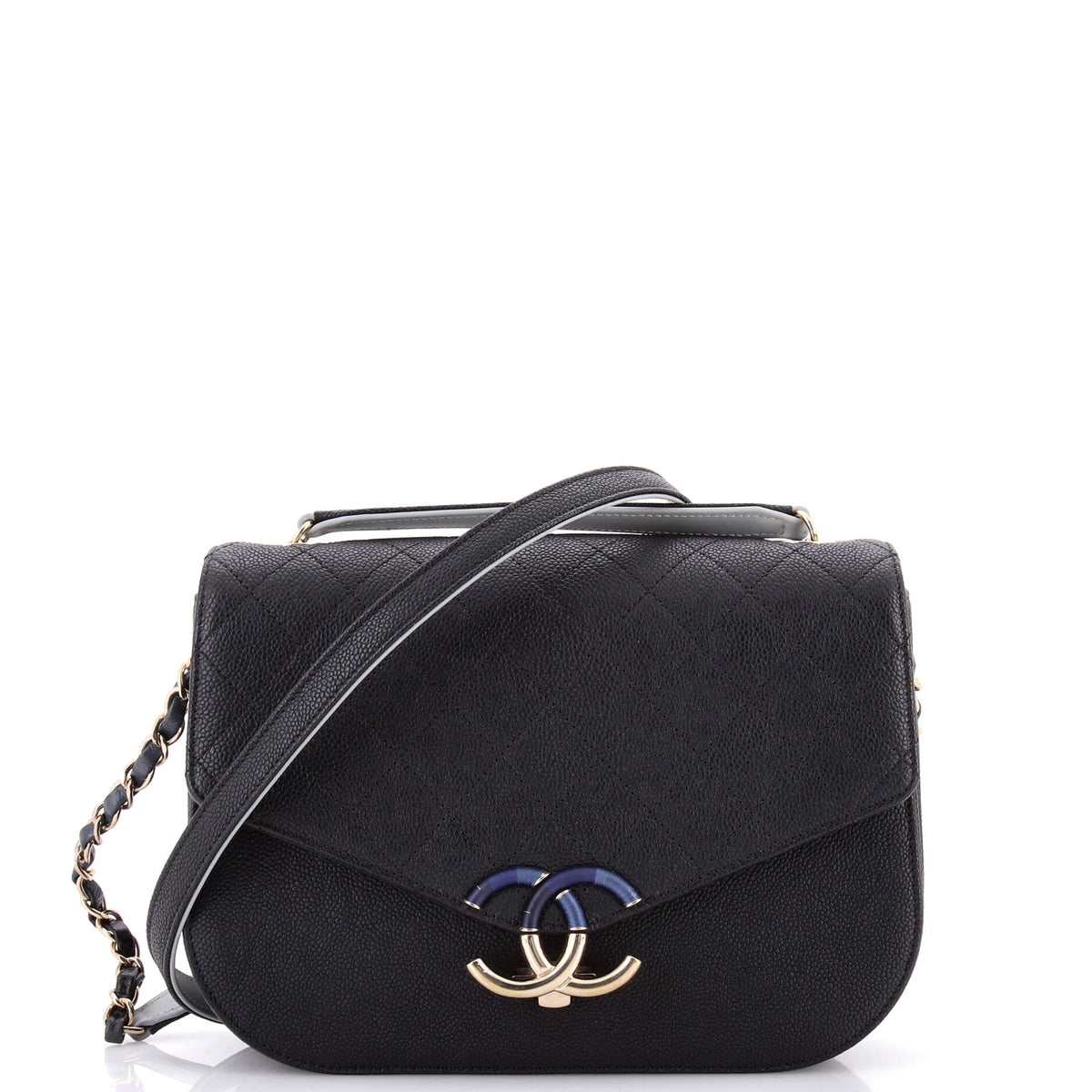 Chanel CHANEL Thread Around Flap Bag Quilted Caviar Medium