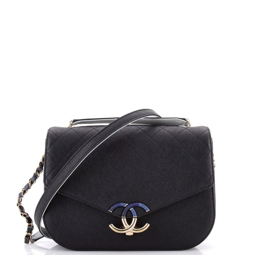 CHANEL Thread Around Flap Bag Quilted Caviar Medium