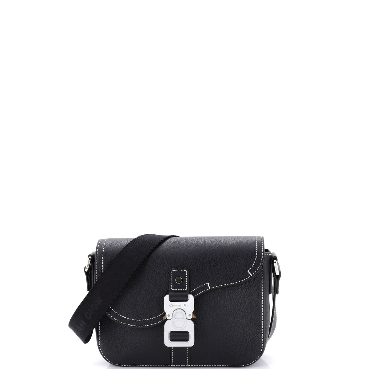 Christian Dior Saddle Buckle Flap Messenger Bag Leather Mini