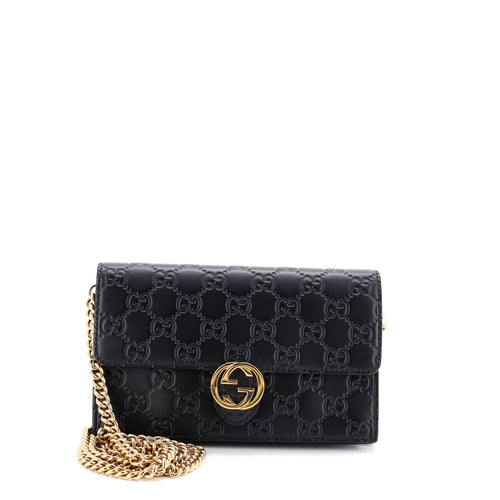 GUCCI Icon Wallet on Chain Guccissima Leather