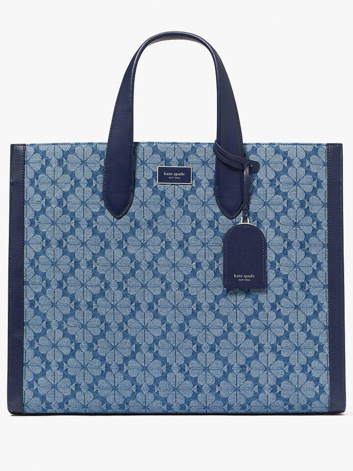 Kate Spade Au Spade Flower Jacquard Denim Manhattan Large Tote