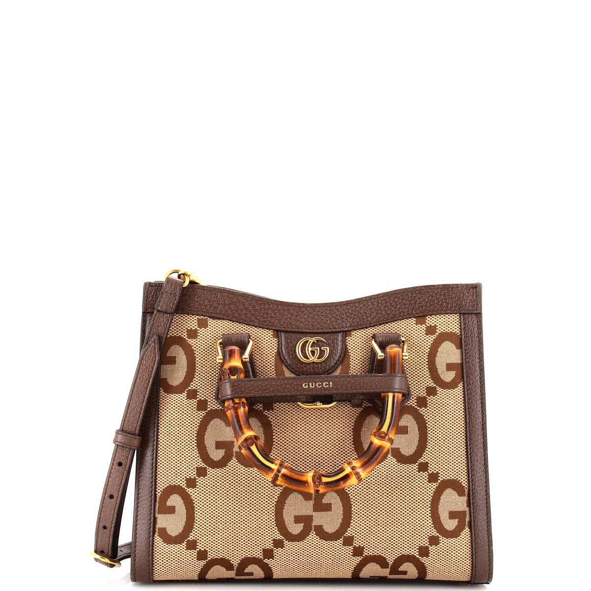 Gucci GUCCI Diana NM Bamboo Handle Tote Jumbo GG Canvas Small