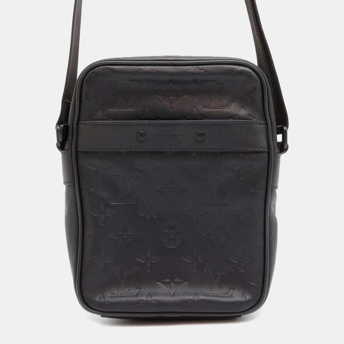 Louis Vuitton Black Leather Monogram Shadow Danube PM Crossbody Bag