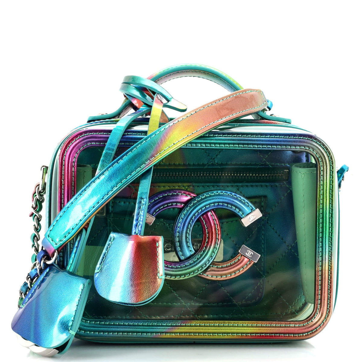 Chanel CHANEL Filigree Vanity Case PVC with Lambskin Small