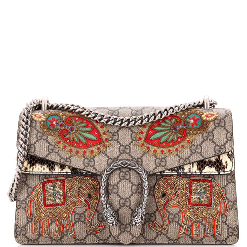 GUCCI Dionysus Bag Embroidered GG Coated Canvas with Python Small