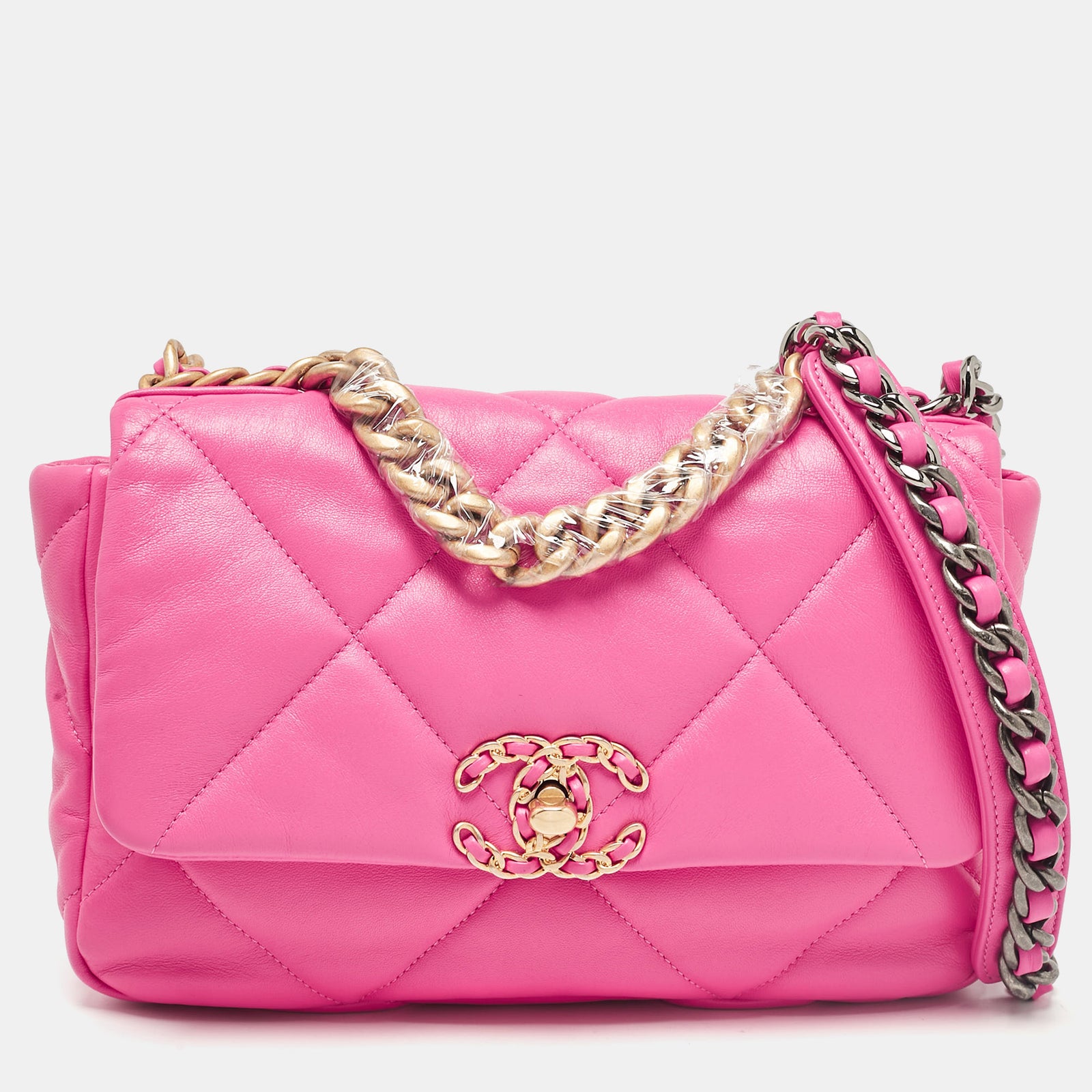 Chanel Pink Quilted Leather Small 19 Flap Bag