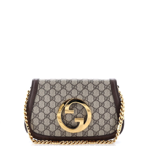 GUCCI Blondie NM Chain Flap Bag GG Coated Canvas Small