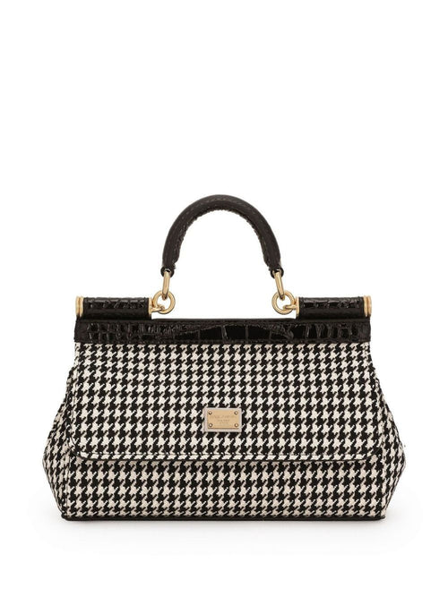 Women's Small Sicily Houndstooth Tote Bag in Hw5Fg | BB7116AV919 Color HW5FG