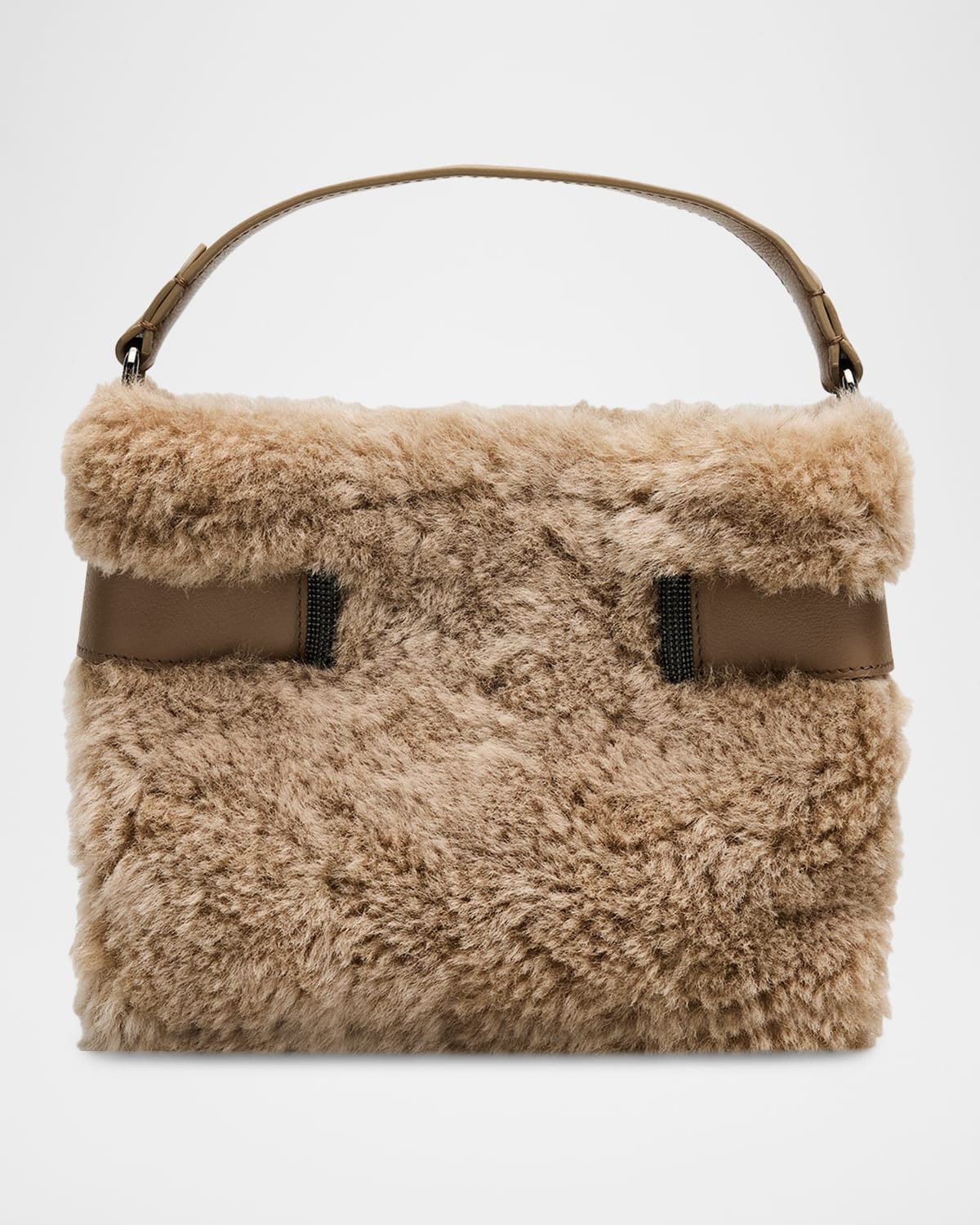 Brunello Cucinelli Essence Small Shearling Top-Handle Bag