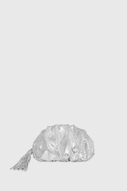 Small Ruched Clutch Bag In Silver