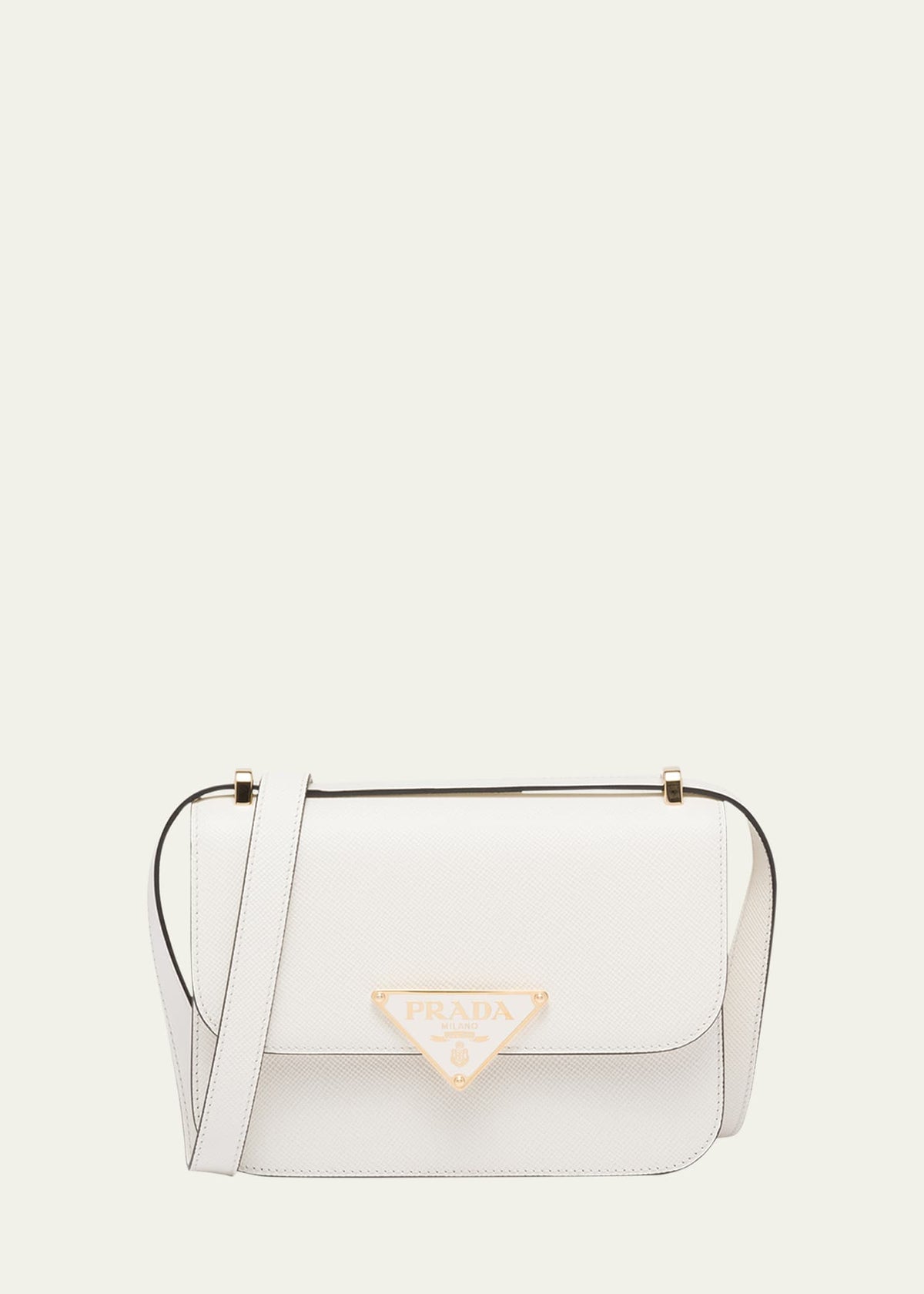 Prada Triangle Logo Flap Leather Crossbody Bag