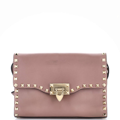 VALENTINO GARAVANI Rockstud Flip Lock Flap Bag Leather Medium