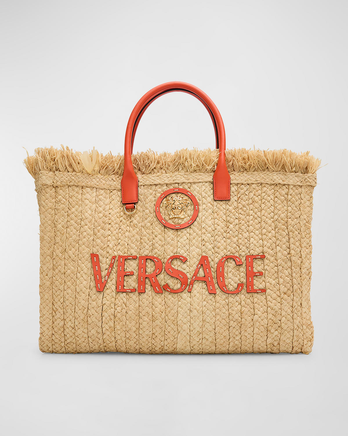 Versace La Medusa Straw Tote Bag