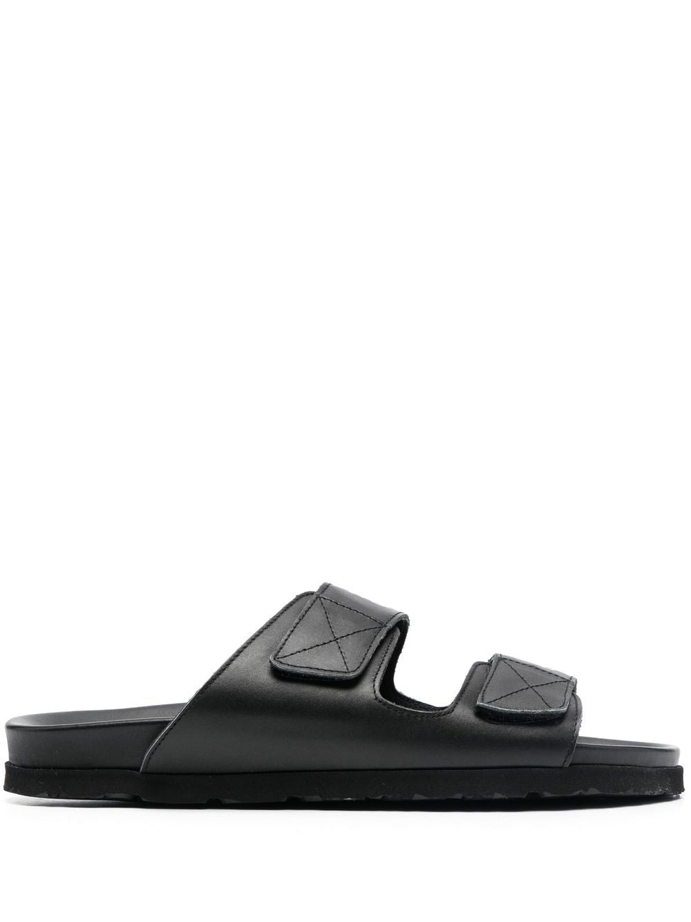Palm Angels Men's Leather Slides With Logo in Black | Size 40 | PMIH005C99LEA001 Color 1001