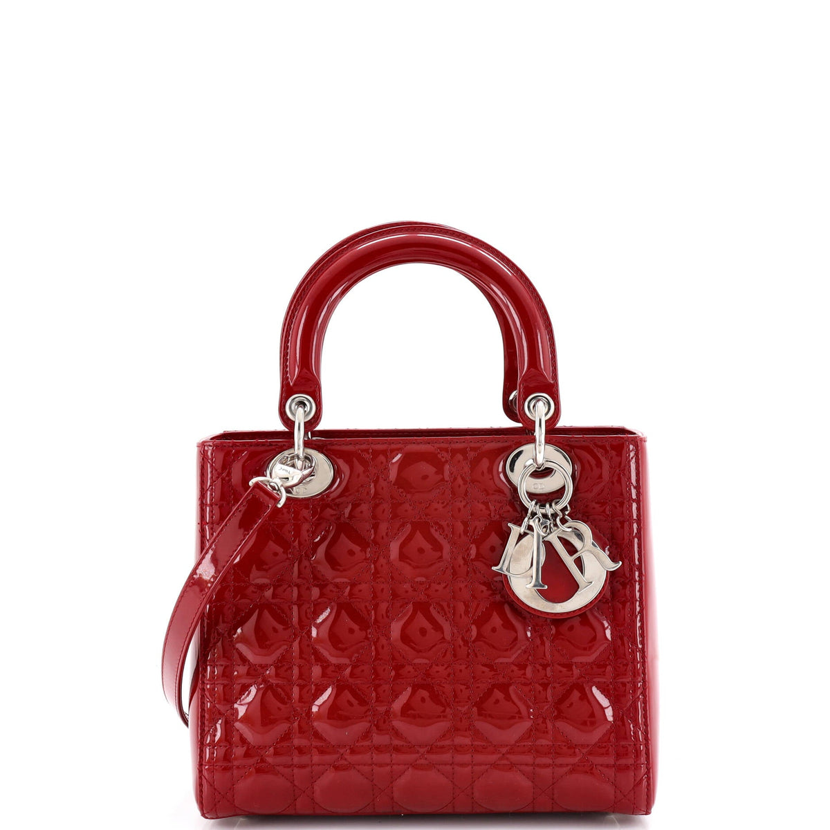 Christian Dior Lady Dior Bag Cannage Quilt Patent Medium
