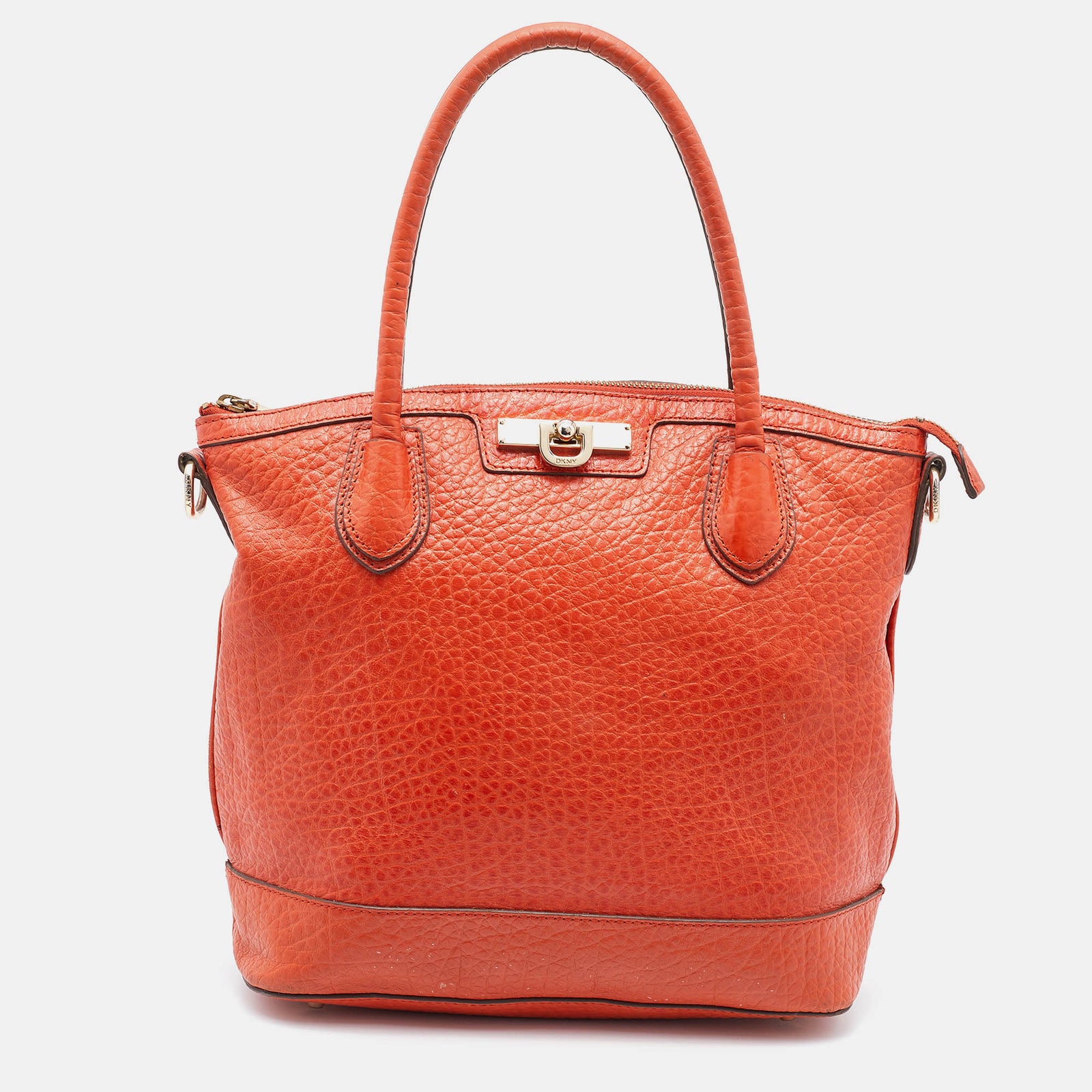 DKNY Sac fourre-tout zippé en cuir orange DKNY