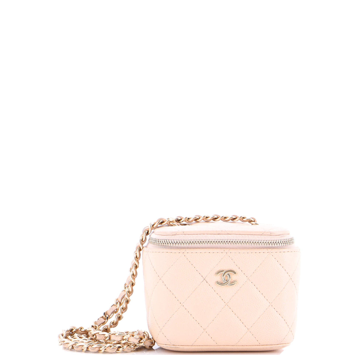 Chanel CHANEL Classic Vanity Case with Chain Quilted Caviar Mini