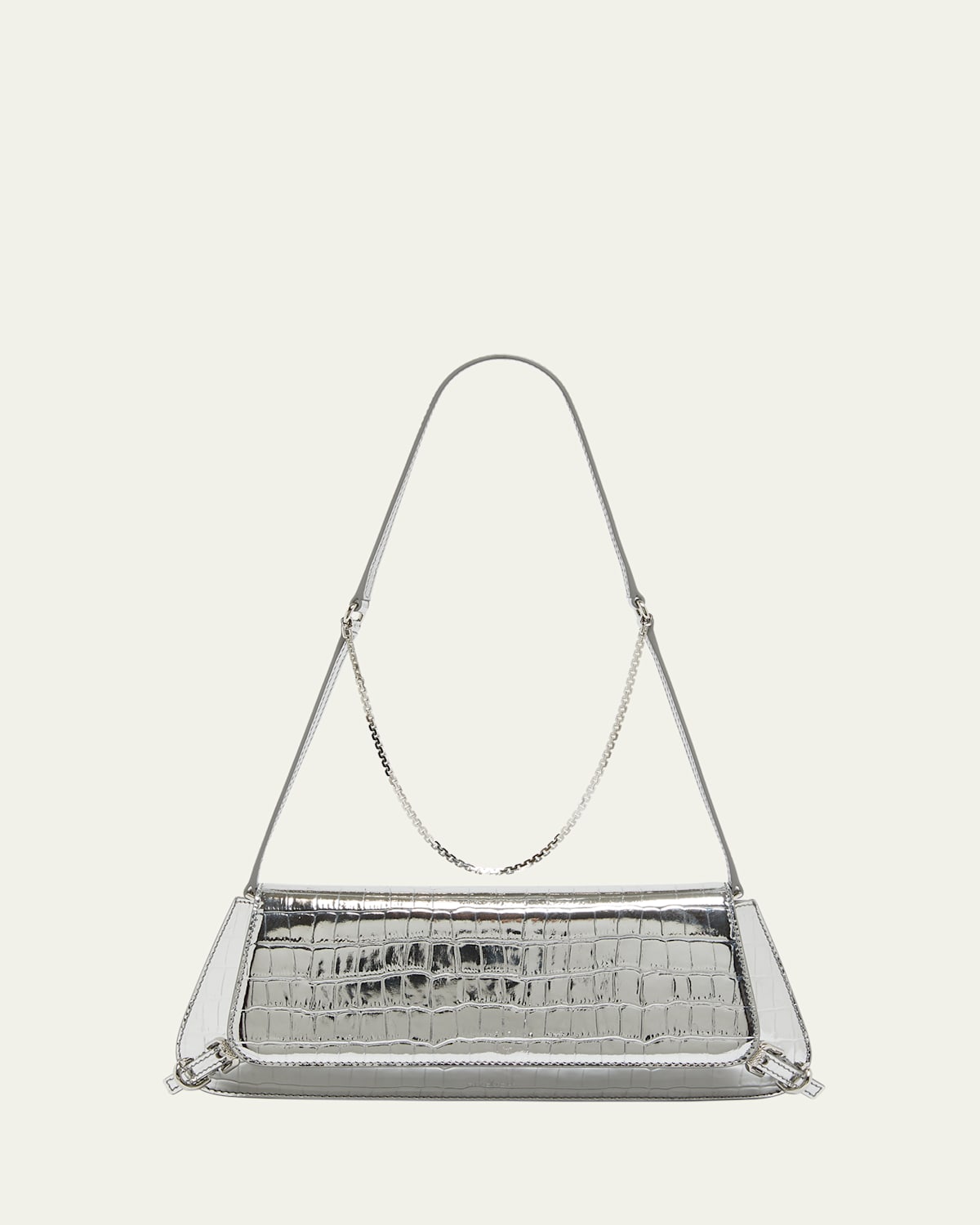 Boss Voyou East-West Shoulder Bag in Metallic Croc-Embossed Leather