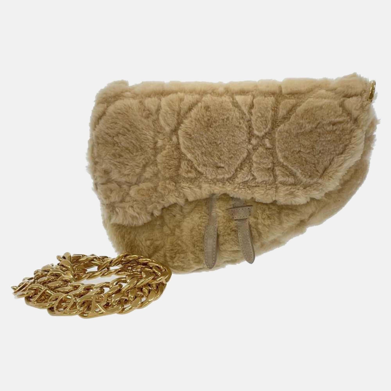 Dior beige fur saddle bag