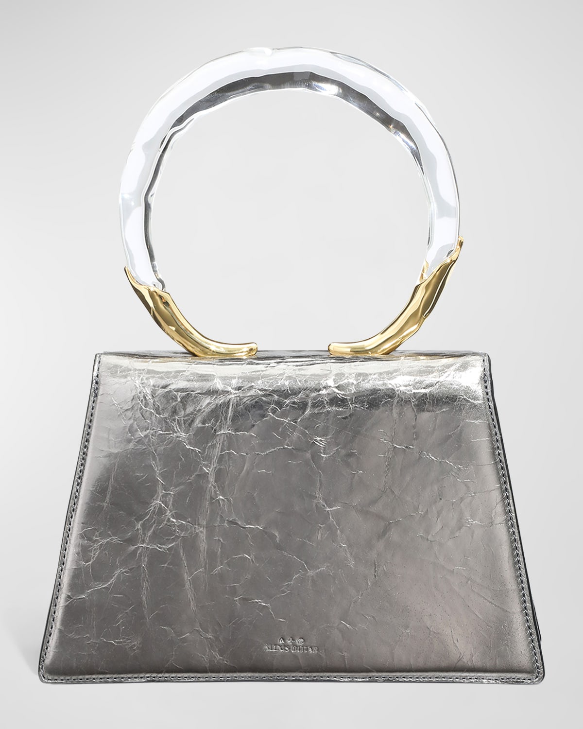 Kara Quad Cracked Metallic Ring Top-Handle Bag