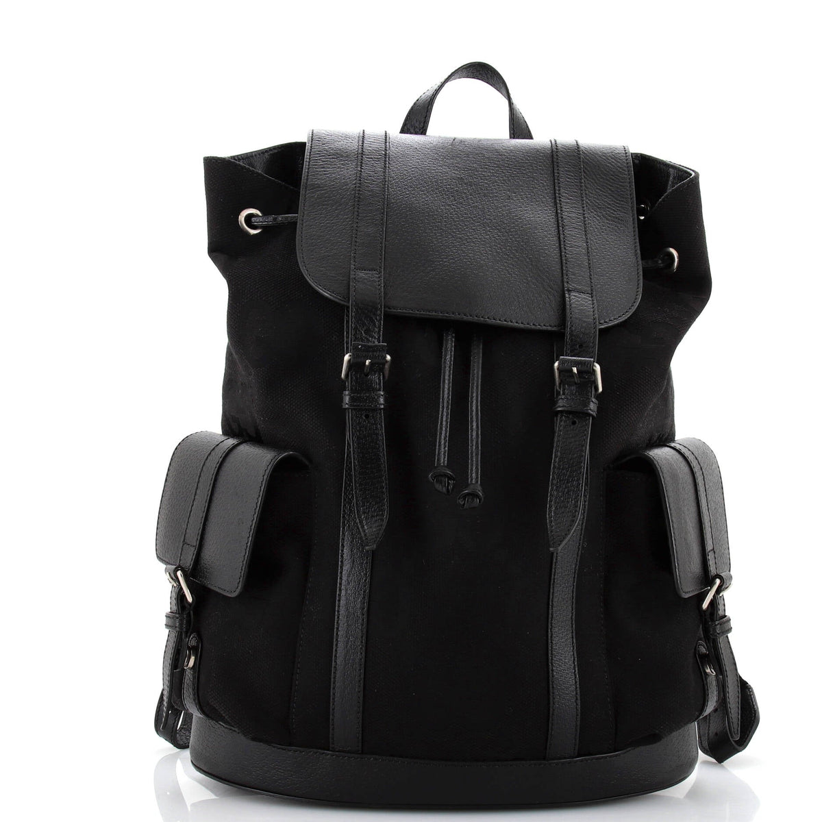 Gucci GUCCI Double Pocket Belt Backpack Jumbo GG Canvas and Leather Large