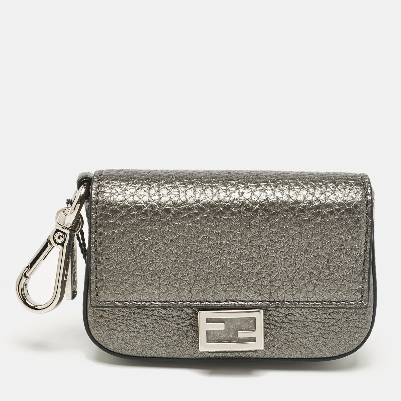 Fendi Grey Leather Nano Baguette Bag Charm