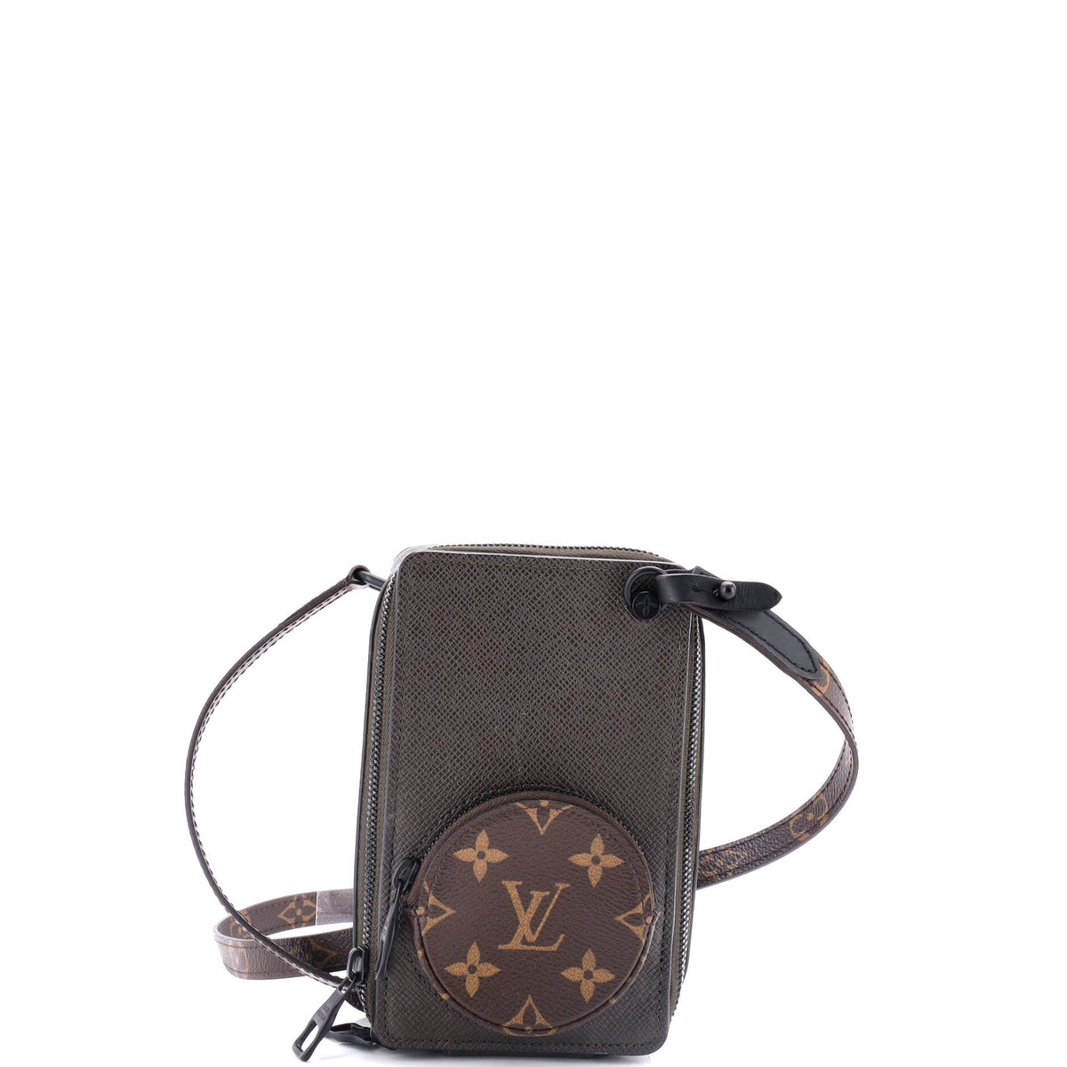 Louis Vuitton Phone Box Bag Taiga Leather with Monogram Canvas