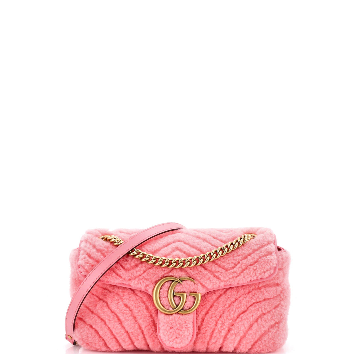 Gucci GUCCI GG Marmont Flap Bag Matelasse Shearling Small