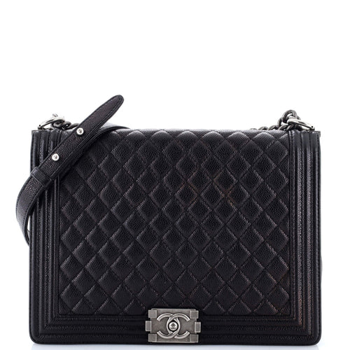 CHANEL Boy Flap Bag Quilted Caviar Large