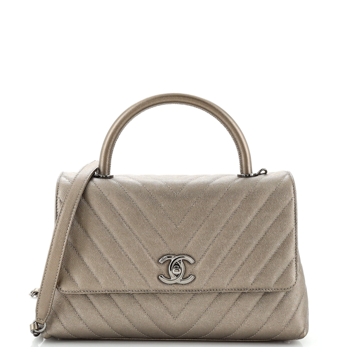 Chanel CHANEL Coco Top Handle Bag Chevron Caviar Small