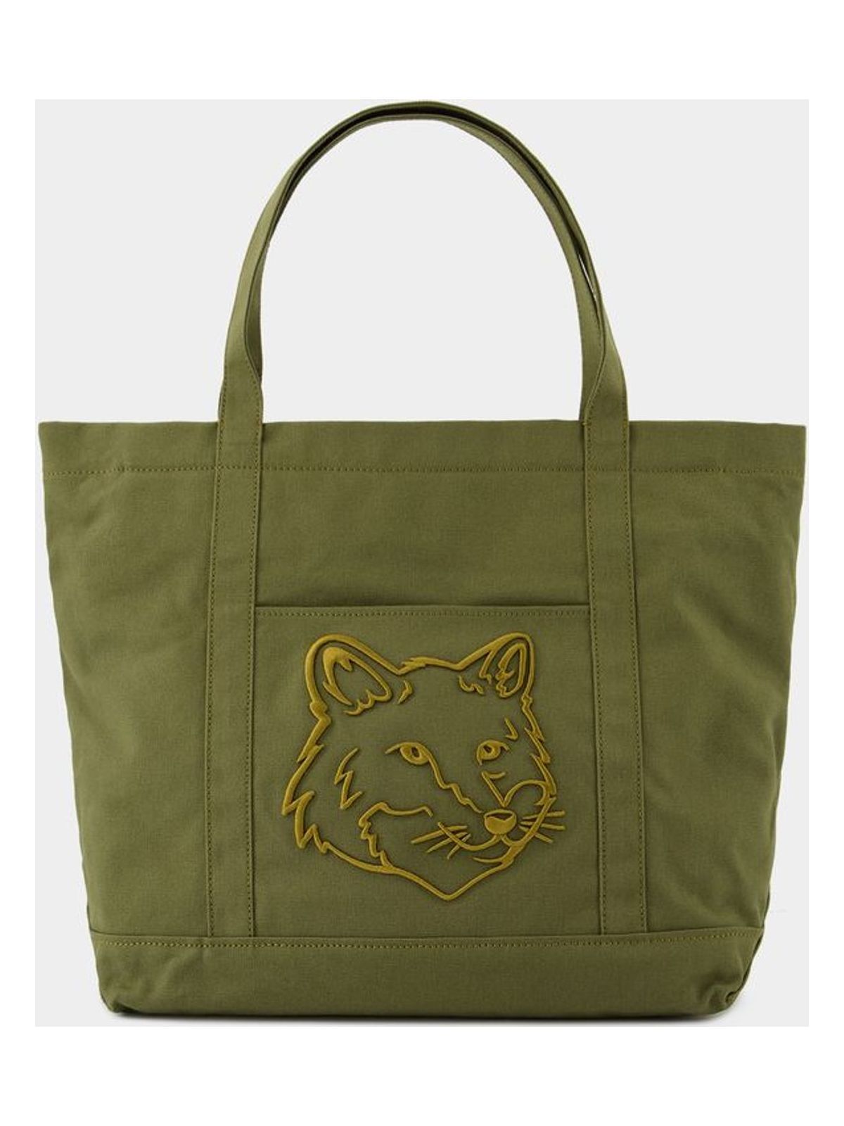 Maison KitsunÃ© Fox Head Large Shopper Bag in Green | LW05104WW0107