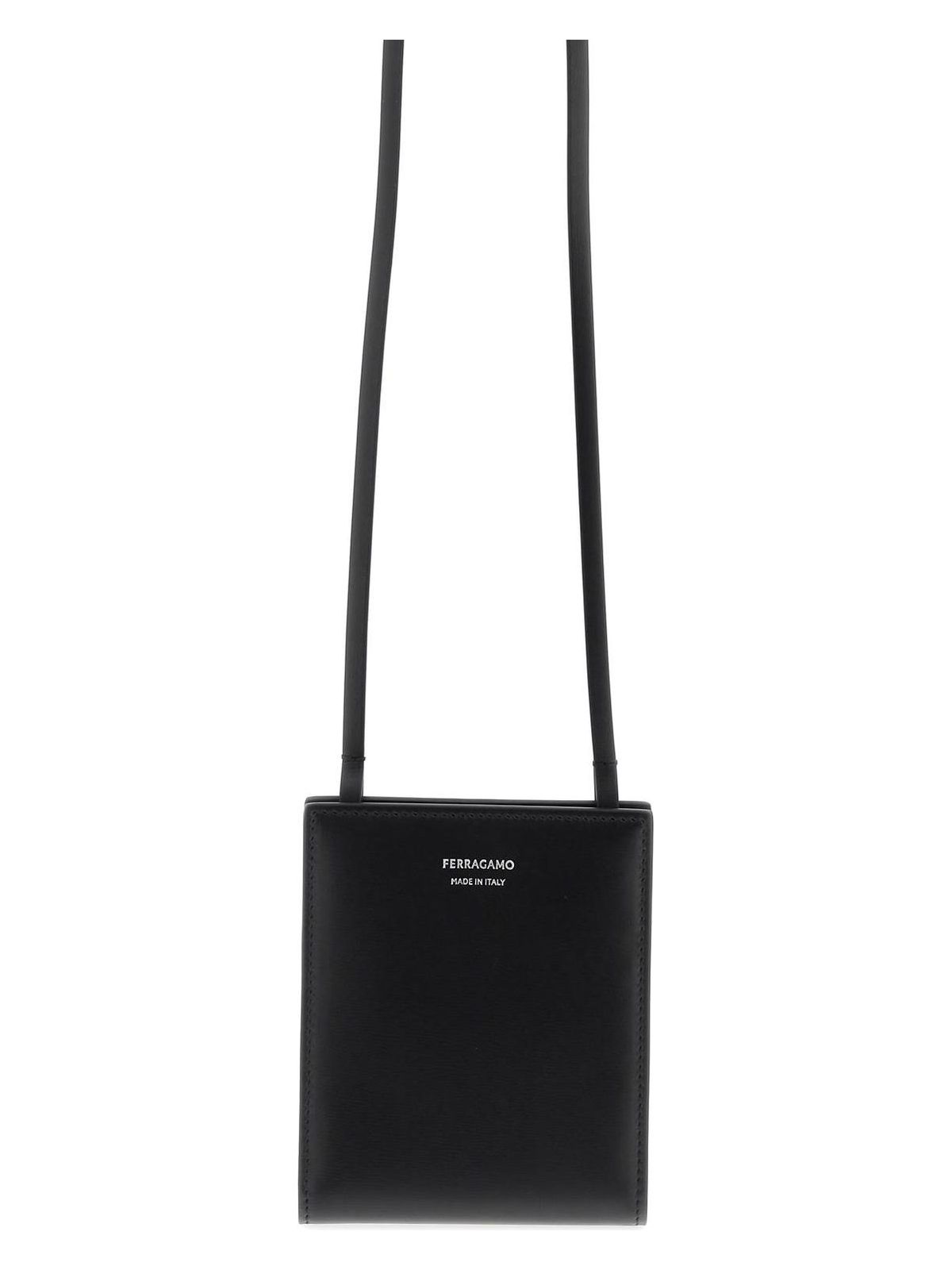 Ferragamo Men's Salvatore Card Holder With Shoulder Strap in Black | 6613110770102