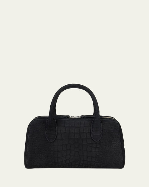 The Ivy 22 Croc-Embossed Nubuck Leather Top-Handle Bag
