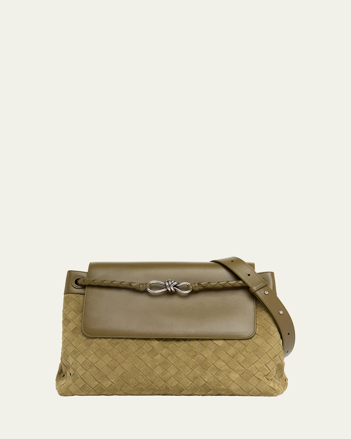 Bottega Veneta Men's Andiamo Intrecciato Suede and Leather Messenger Bag