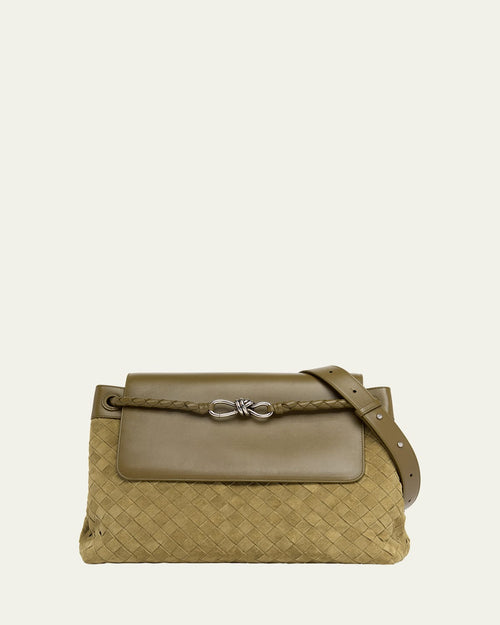 Men's Andiamo Intrecciato Suede and Leather Messenger Bag