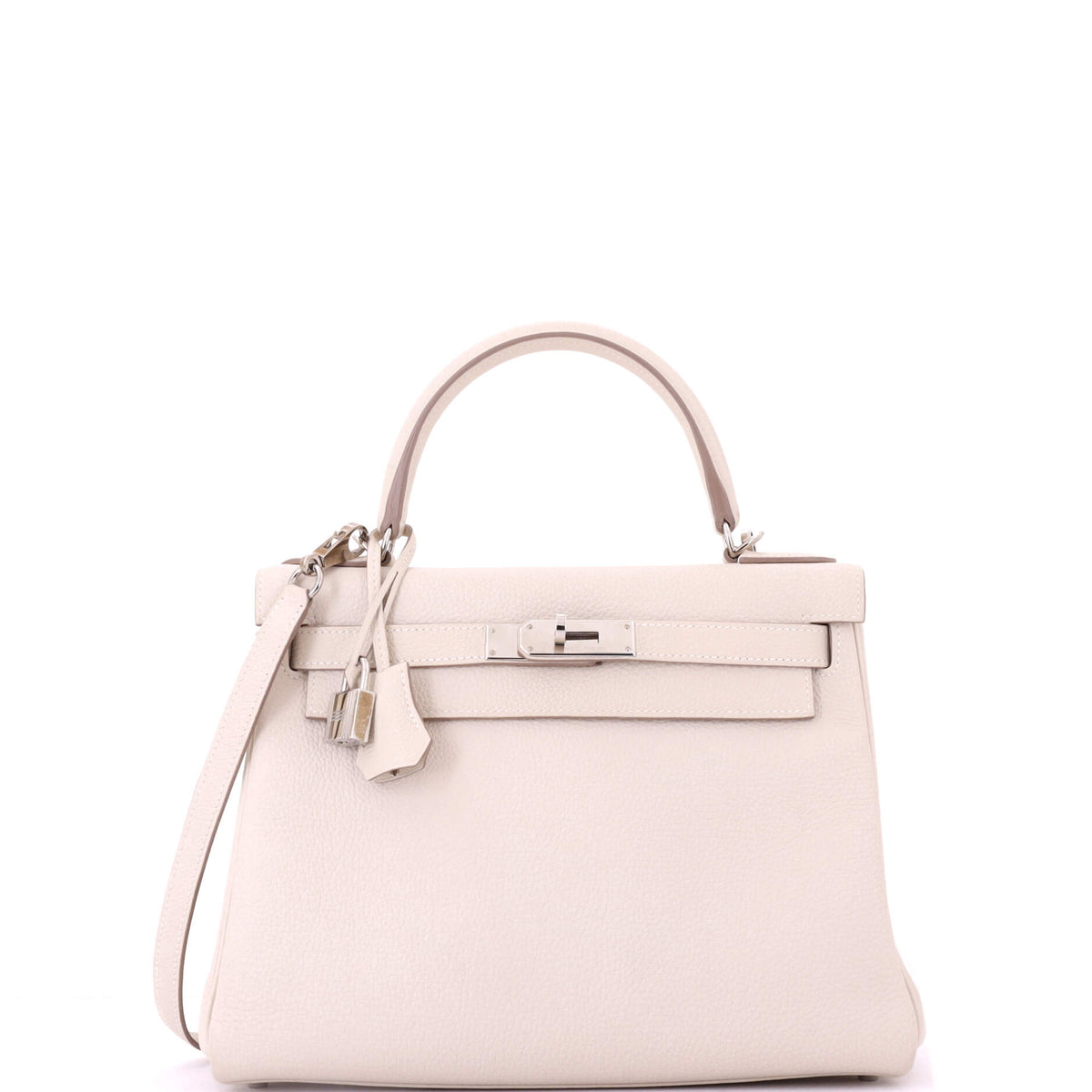 Herm?s Kelly Handbag Light Togo with Palladium Hardware 28