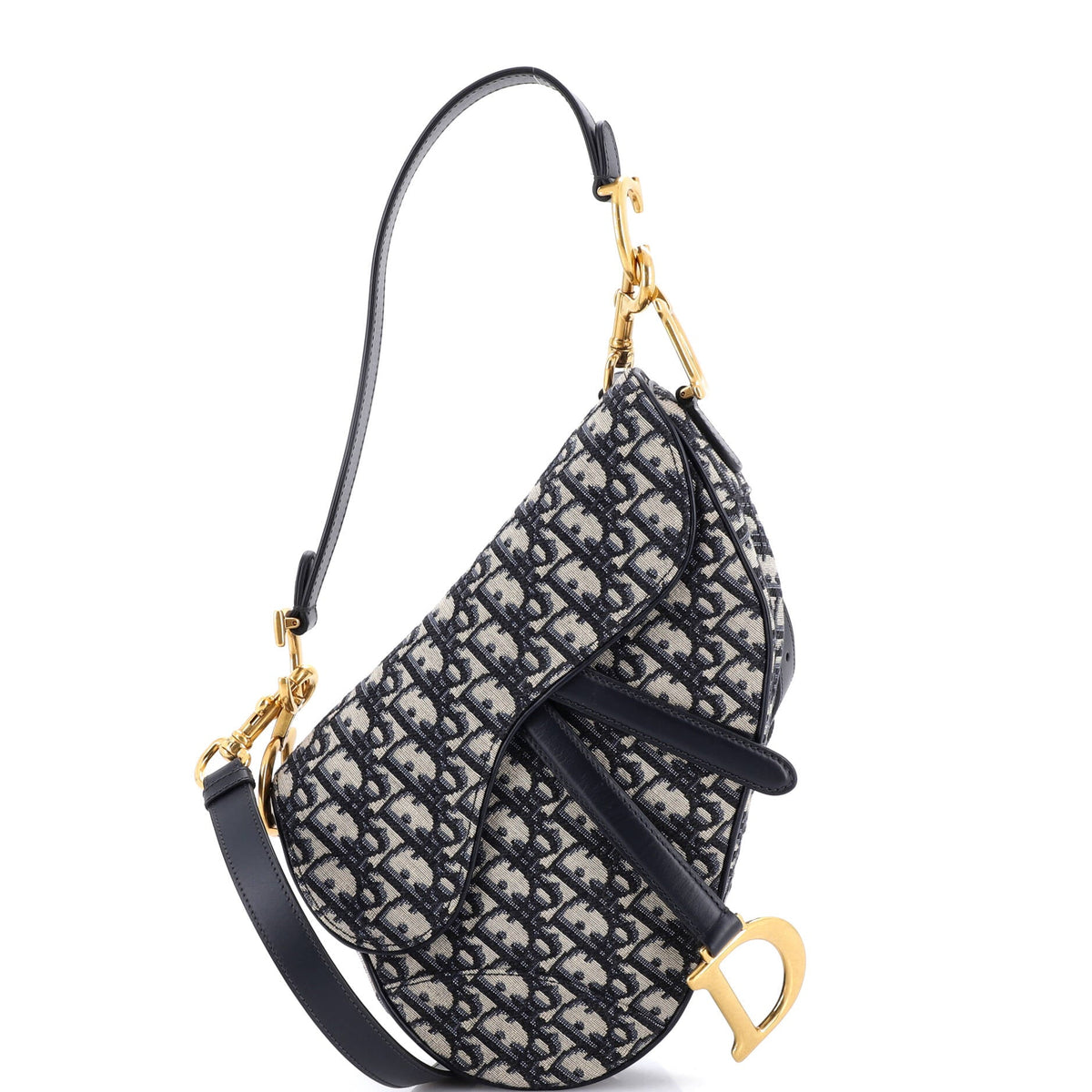 Christian Dior Saddle Handbag with Strap Oblique Canvas Medium