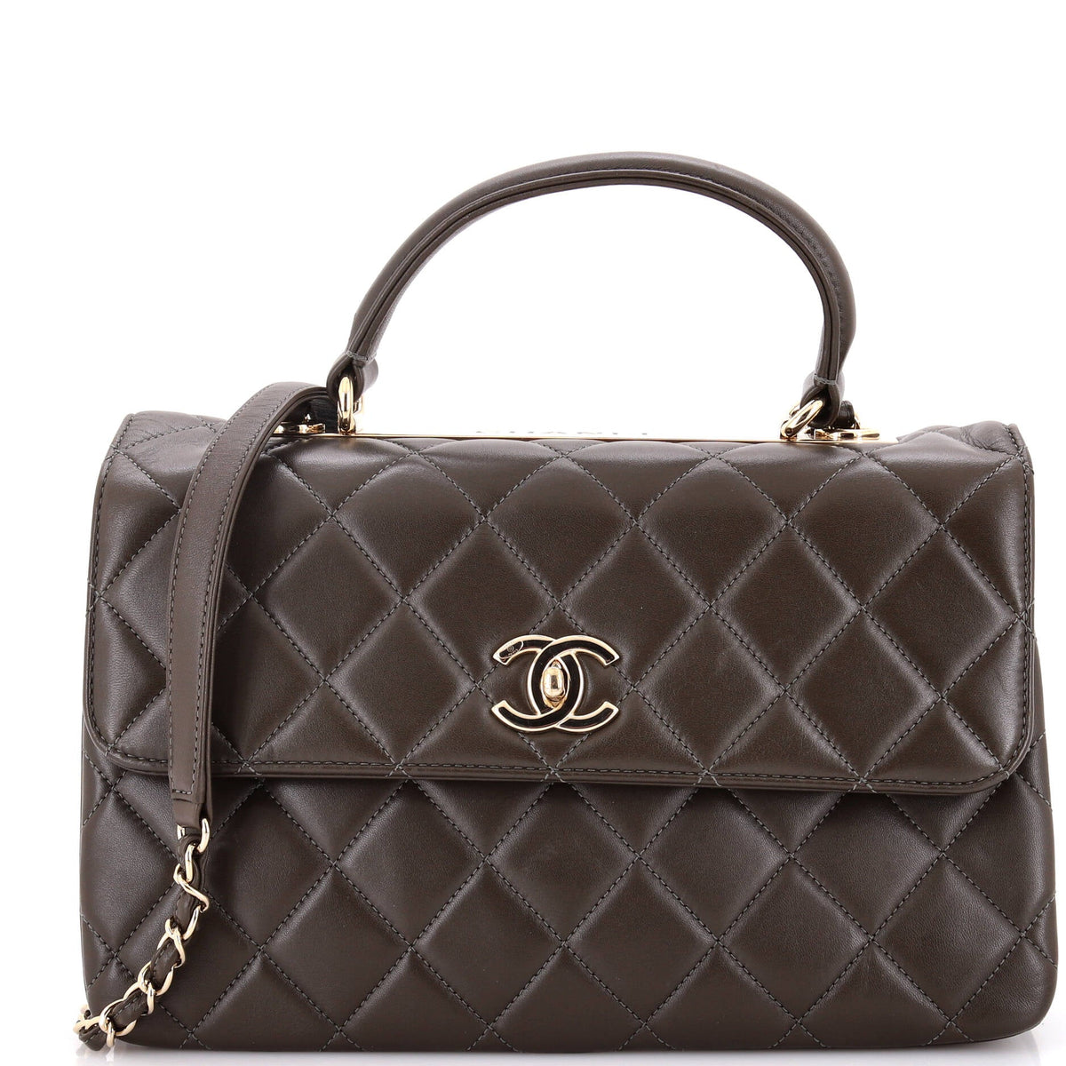Chanel CHANEL Trendy CC Top Handle Bag Quilted Lambskin Medium