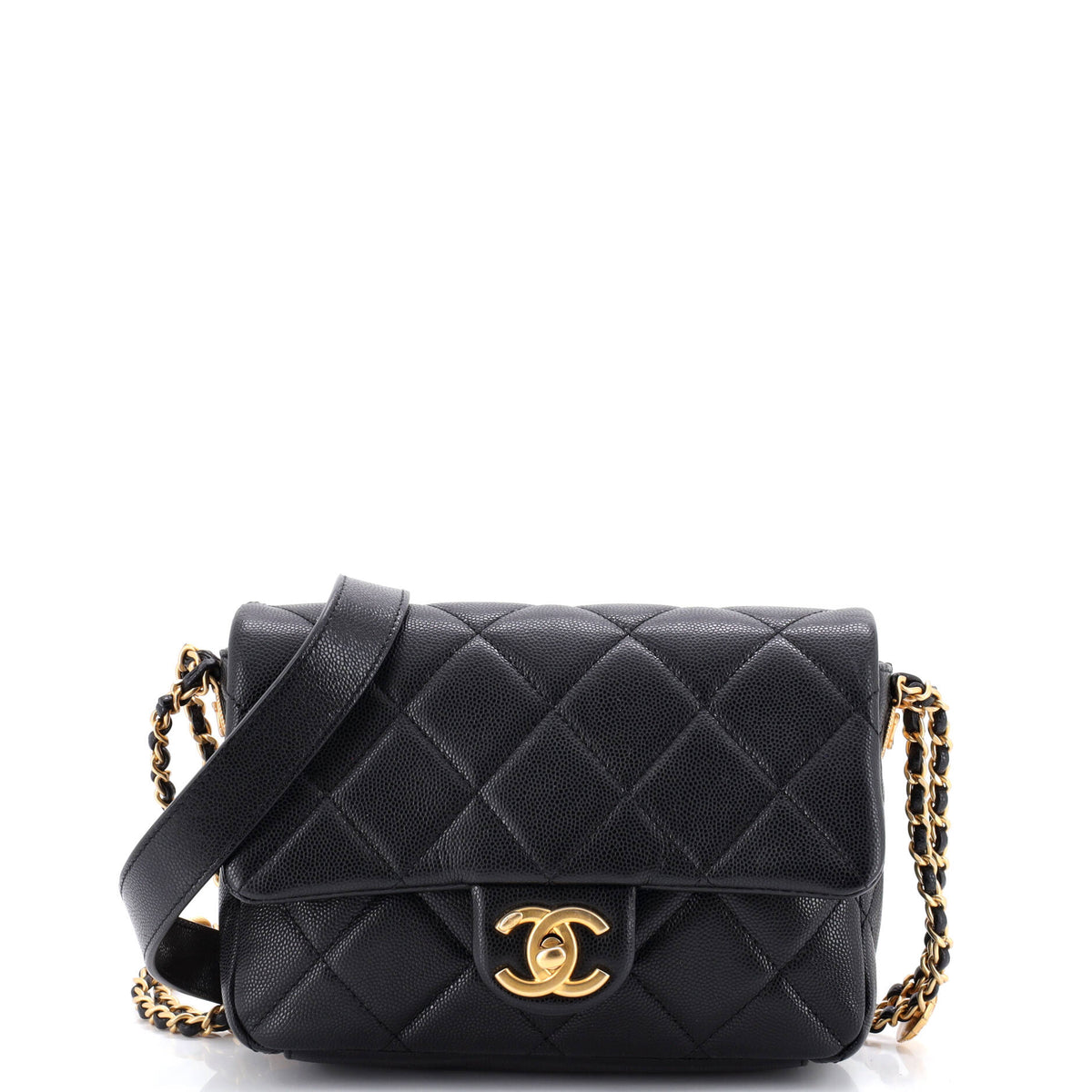 Chanel CHANEL Twist Your Buttons Flap Bag Quilted Caviar Small