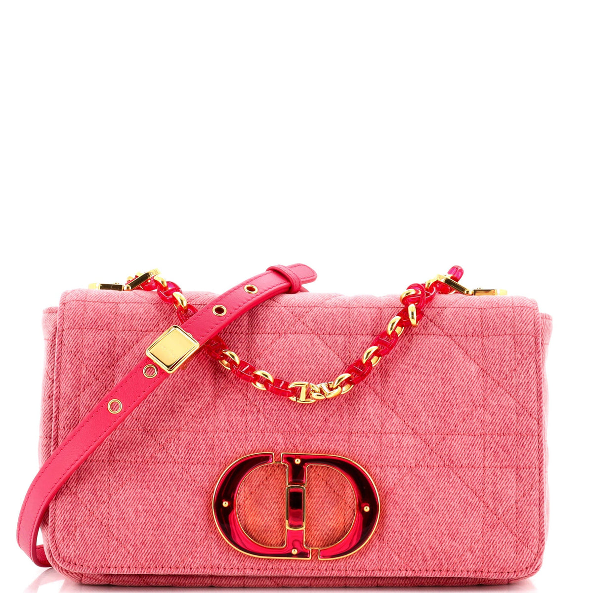 Christian Dior Caro Bag Macrocannage Quilt Denim Medium