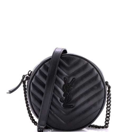 Vinyle Round Camera Bag Matelasse Chevron Leather
