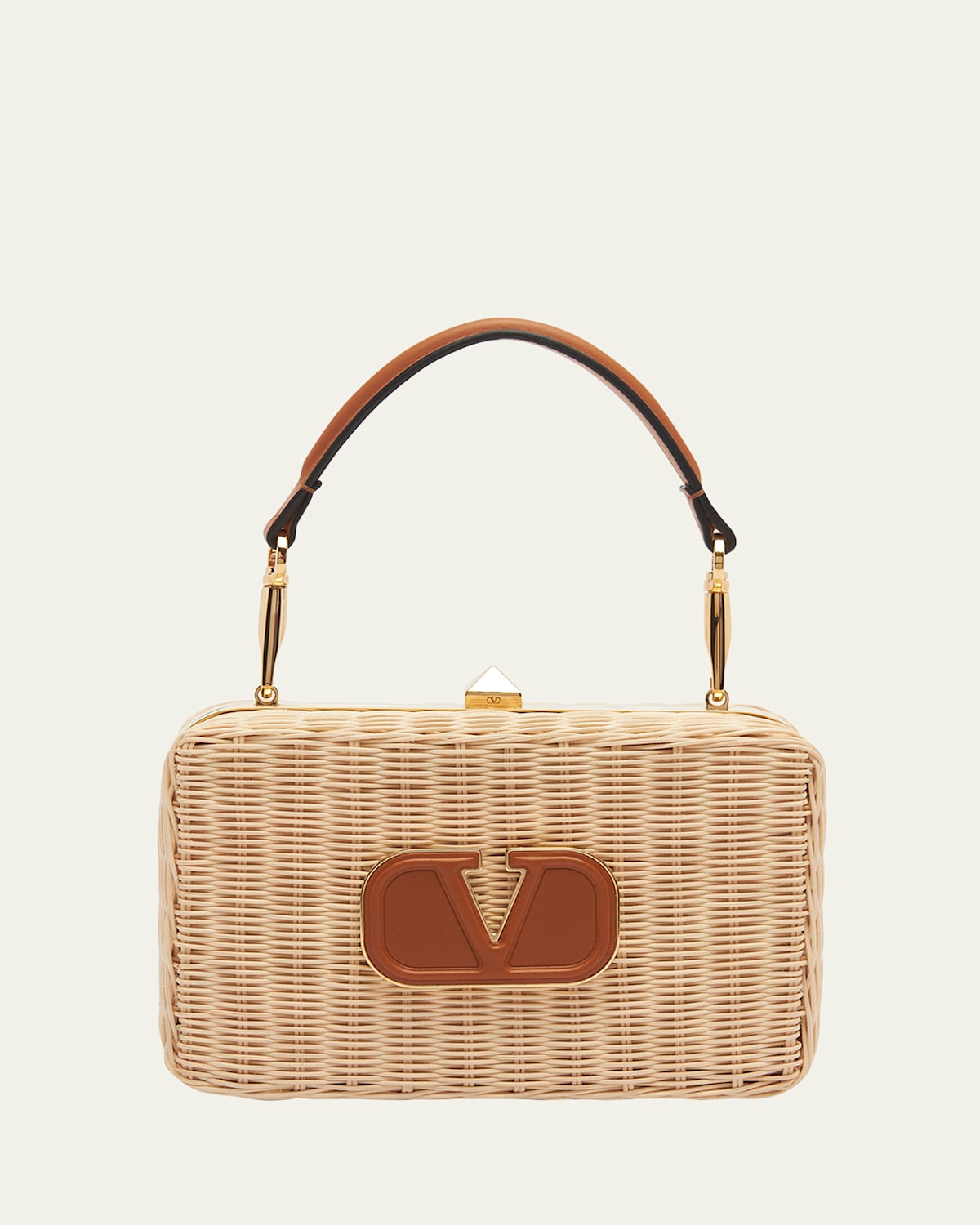 Valentino VLOGO Straw Lunch Box Top-Handle Bag