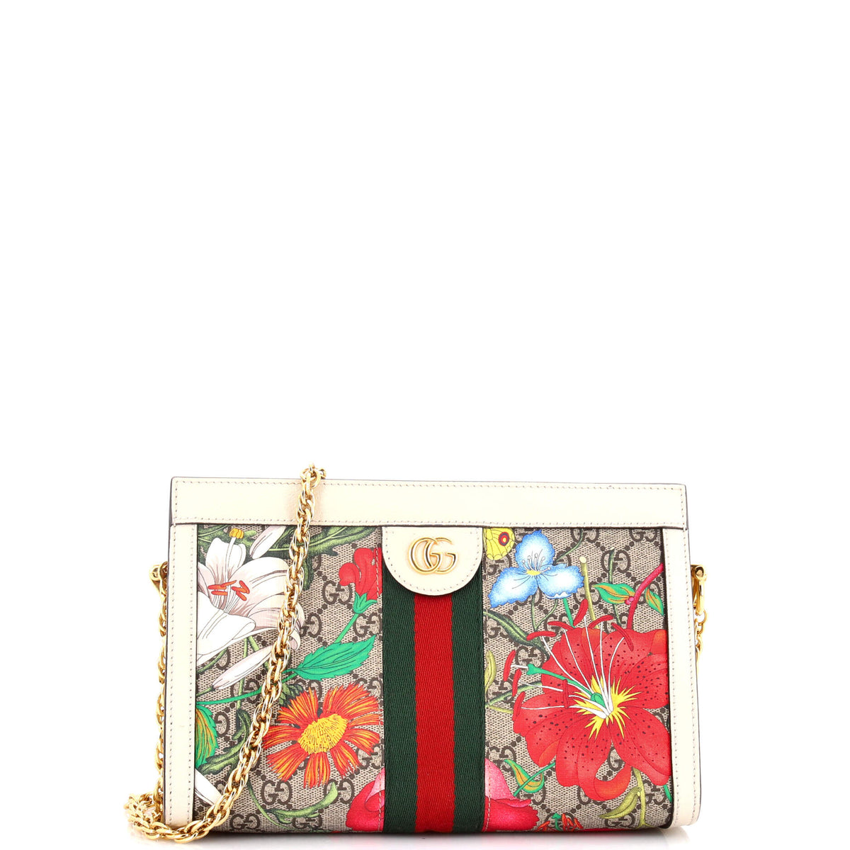 Gucci GUCCI Ophidia Chain Shoulder Bag Flora GG Coated Canvas Small