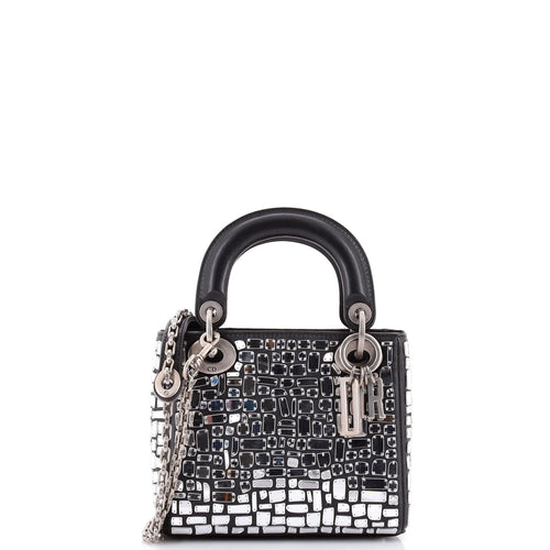 Lady Dior Chain Bag Leather and Mirror Mosaic Mini
